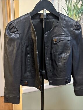 BEBE Black Metallic Cropped Jacket